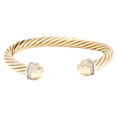 David Yurman Manschettenarmband aus 18 Karat Gelbgold mit .40 Karat Diamanten und Gold, gedreht