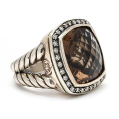 David Yurman .48ctw Smoky Quartz & Diamond Ring, Sterling Silver, Ring Size 6.5