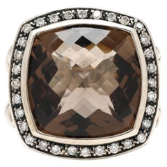 David Yurman .48ctw Smoky Quartz & Diamond Ring, Sterling Silver, Ring Size 6.5