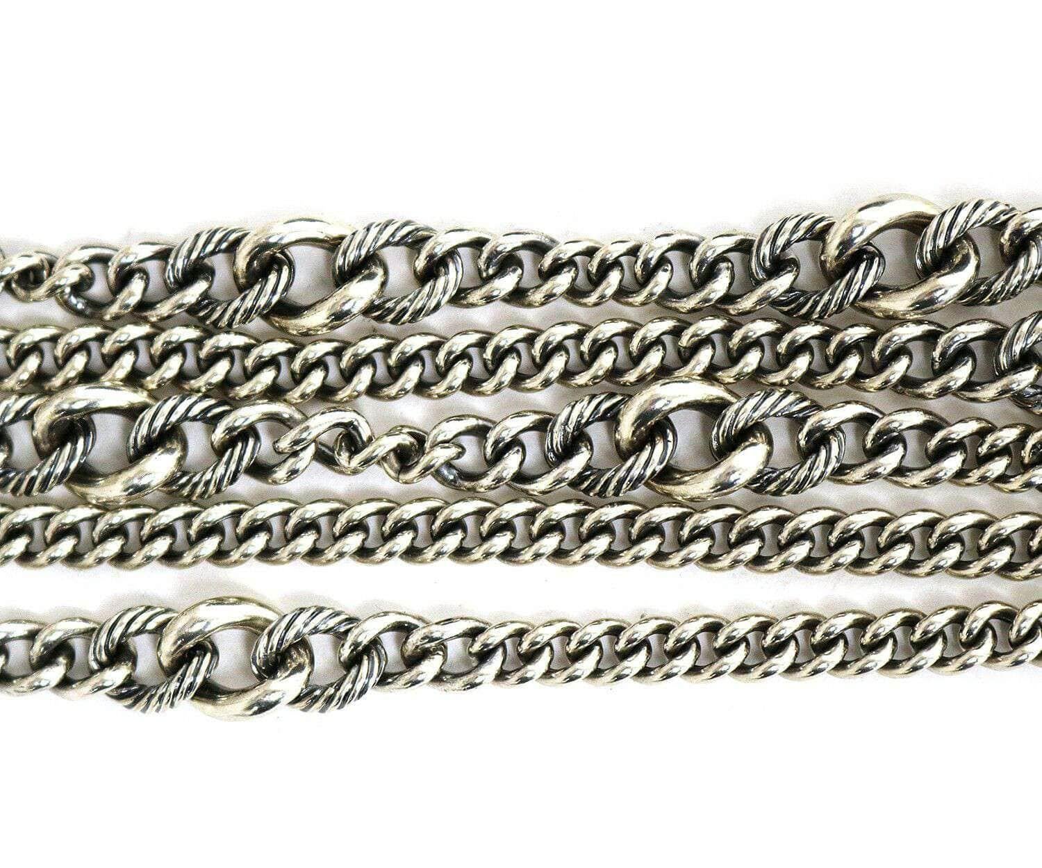 Women's David Yurman 5 Row Drape Curb Chain Necklace in Sterling Silver with Box For Sale