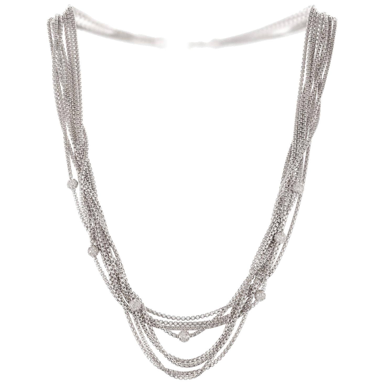 David Yurman .50 Carat Diamond Multi-Strand Sterling Silver Necklace