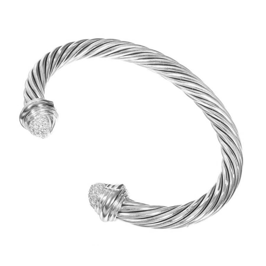 Taglio rotondo David Yurman Bracciale in argento e oro con diamante da 0,55 carati in vendita