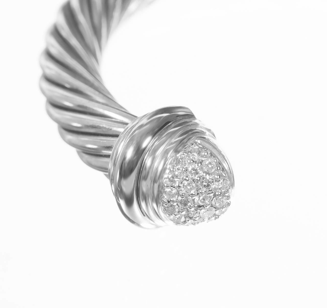 David Yurman - Bracelet en or avec diamants de 0,55 carat et argent en vente 1