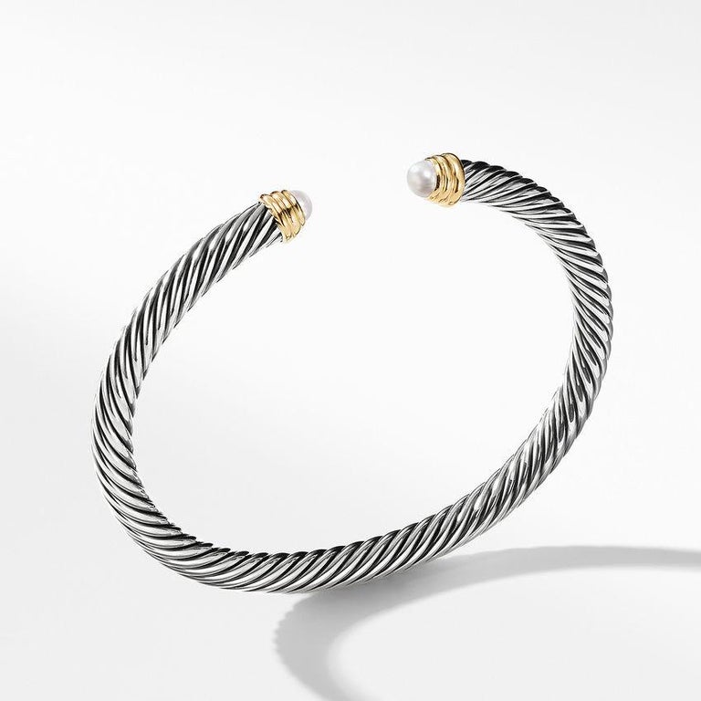 David Yurman Cable Bracelet with Pearls and 14 Karat Gold, B03934 ...