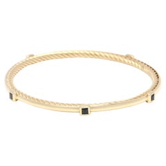 David Yurman .60ctw Sapphire Cable Bangle Bracelet, 18k Yellow Gold