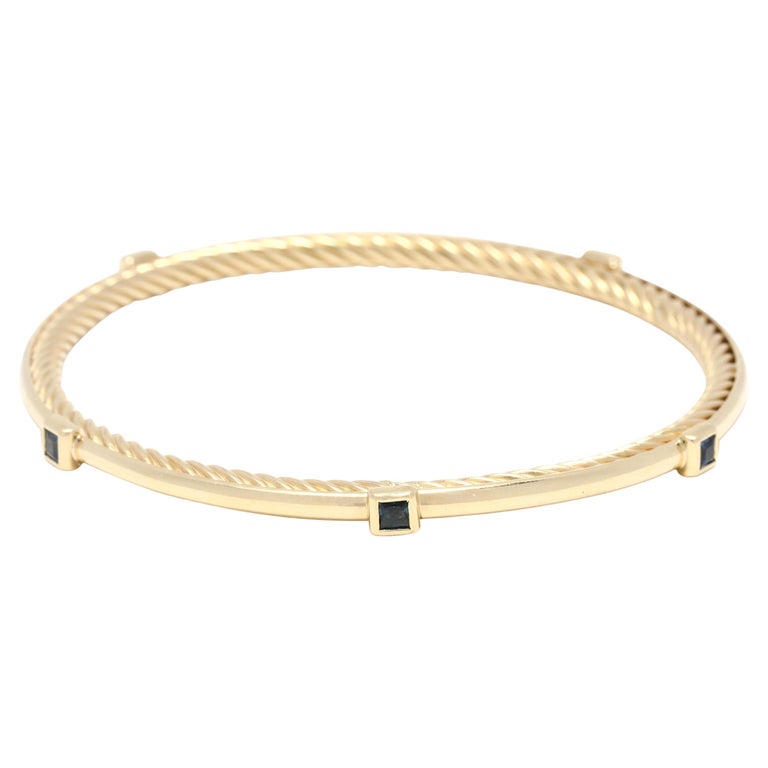 Cable Bangles David Yurman .60ctw Sapphire Cable Bangle Bracelet, 18k Yellow Gold For ...