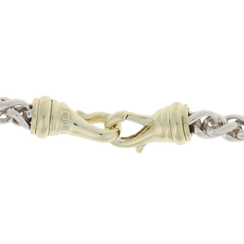 Brand: David Yurman 

Metal Content: Guaranteed Sterling Silver & 14k Gold as stamped
Chain Style: Wheat 
Measurements: length 15 1/2