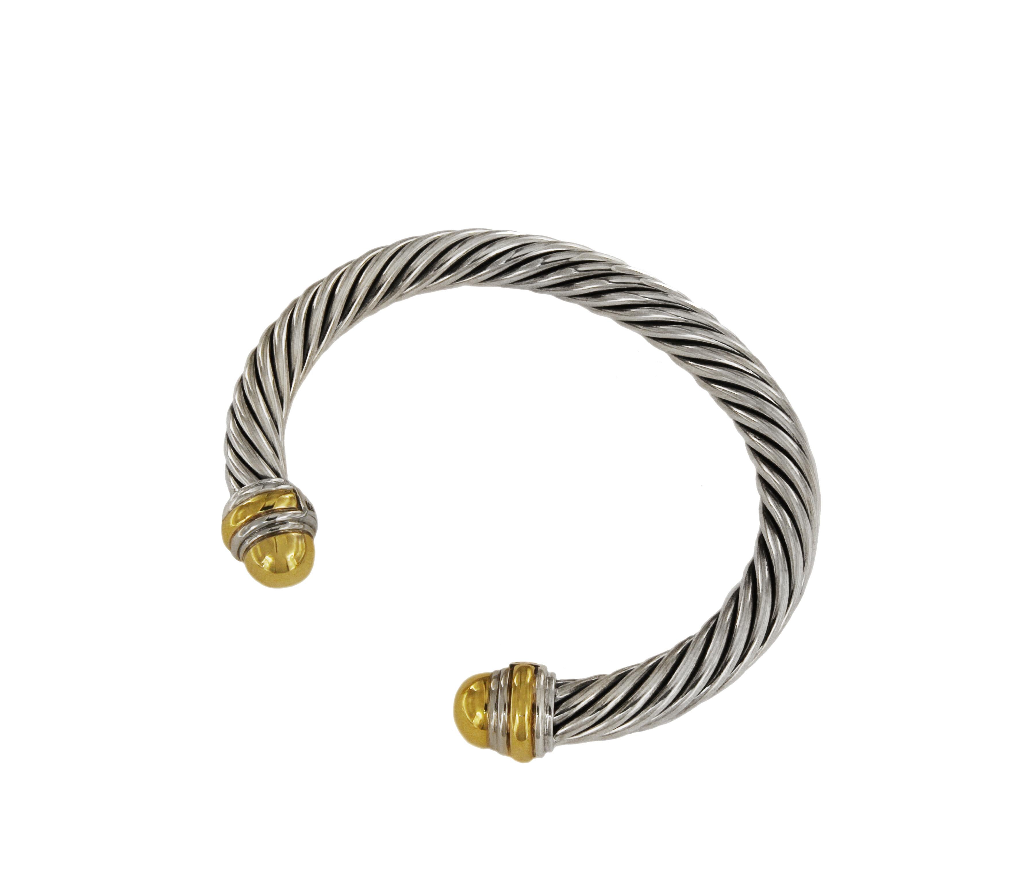 David Yurman Cable Classics Bracelet with 14k Gold In Excellent Condition In New York, NY