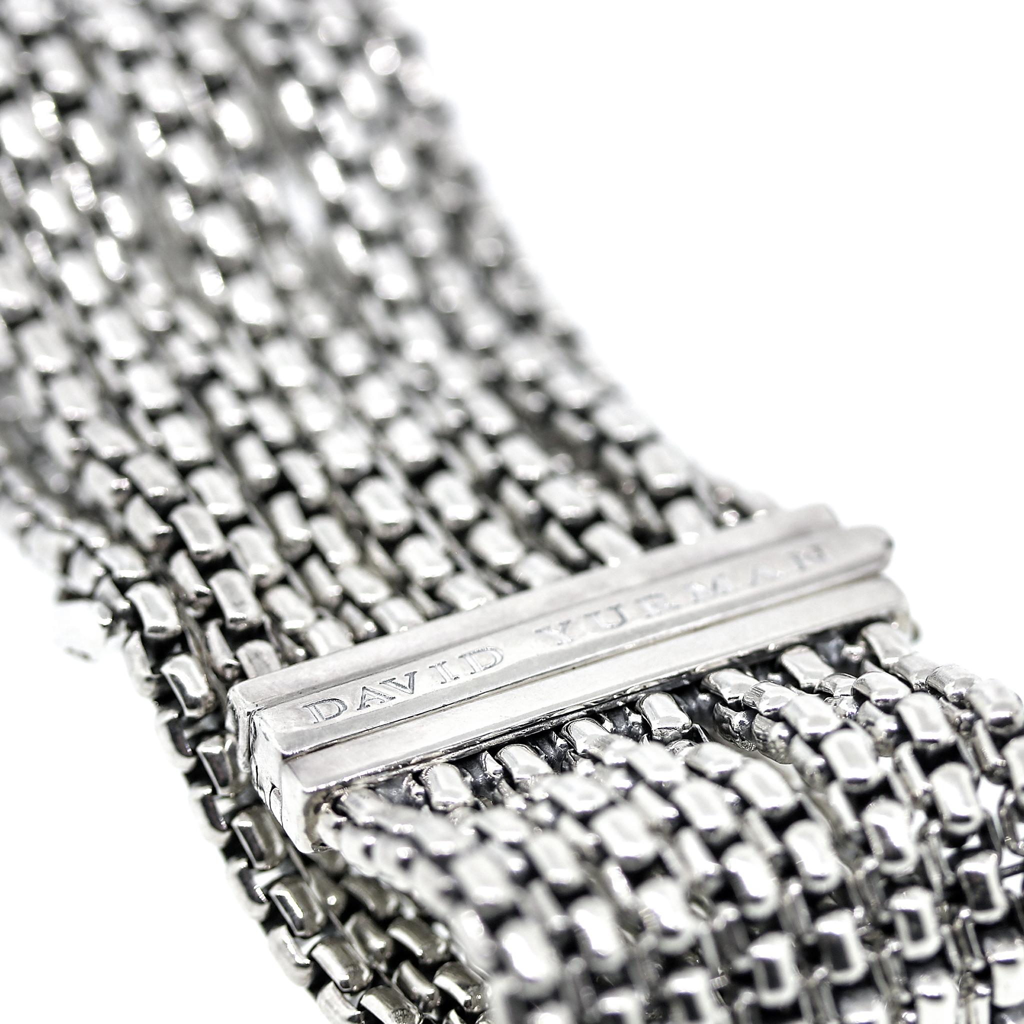 David Yurman 8 Row Diamond X Bracelet in Sterling Silver For Sale 3
