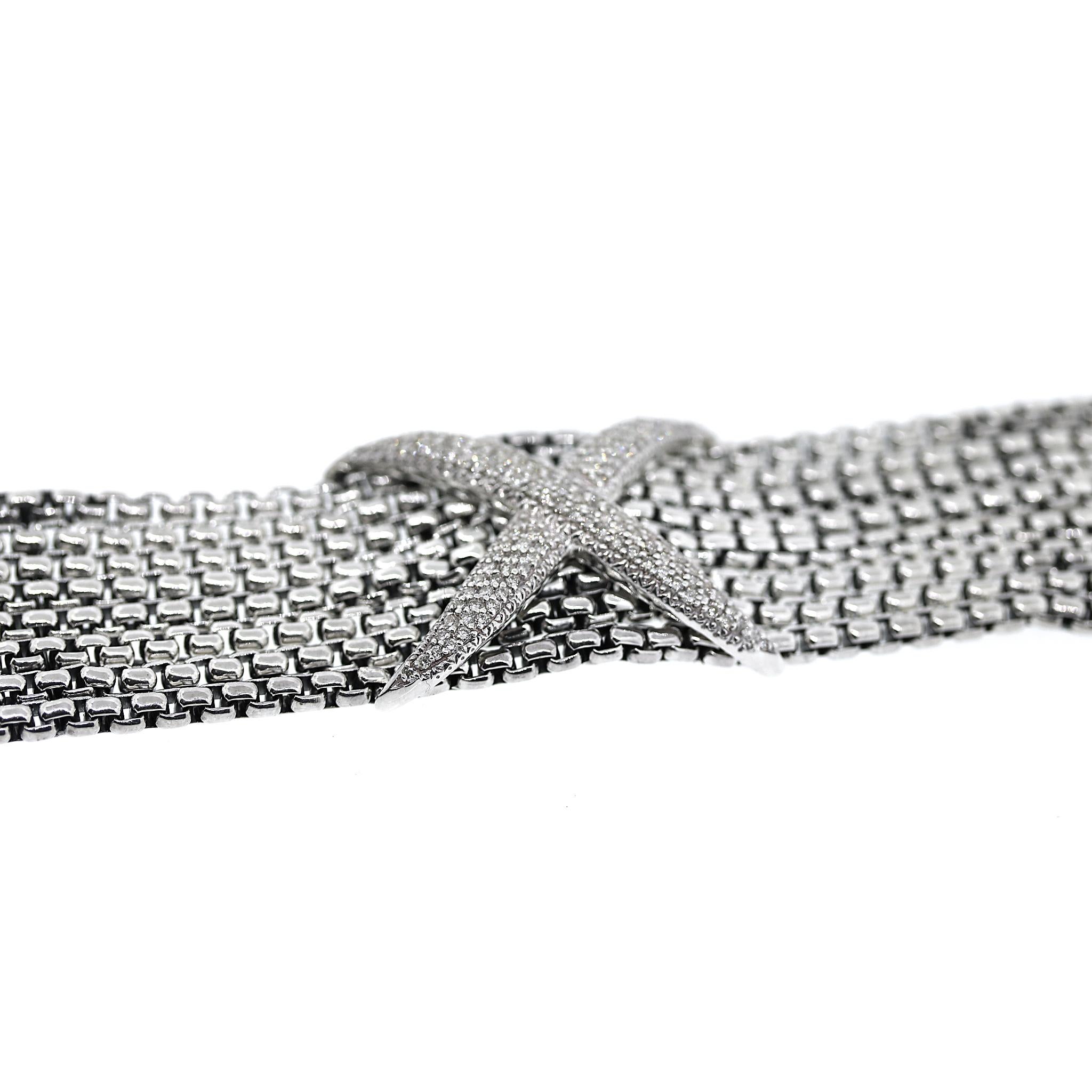 David Yurman 8 Row Diamond X Bracelet in Sterling Silver For Sale 4