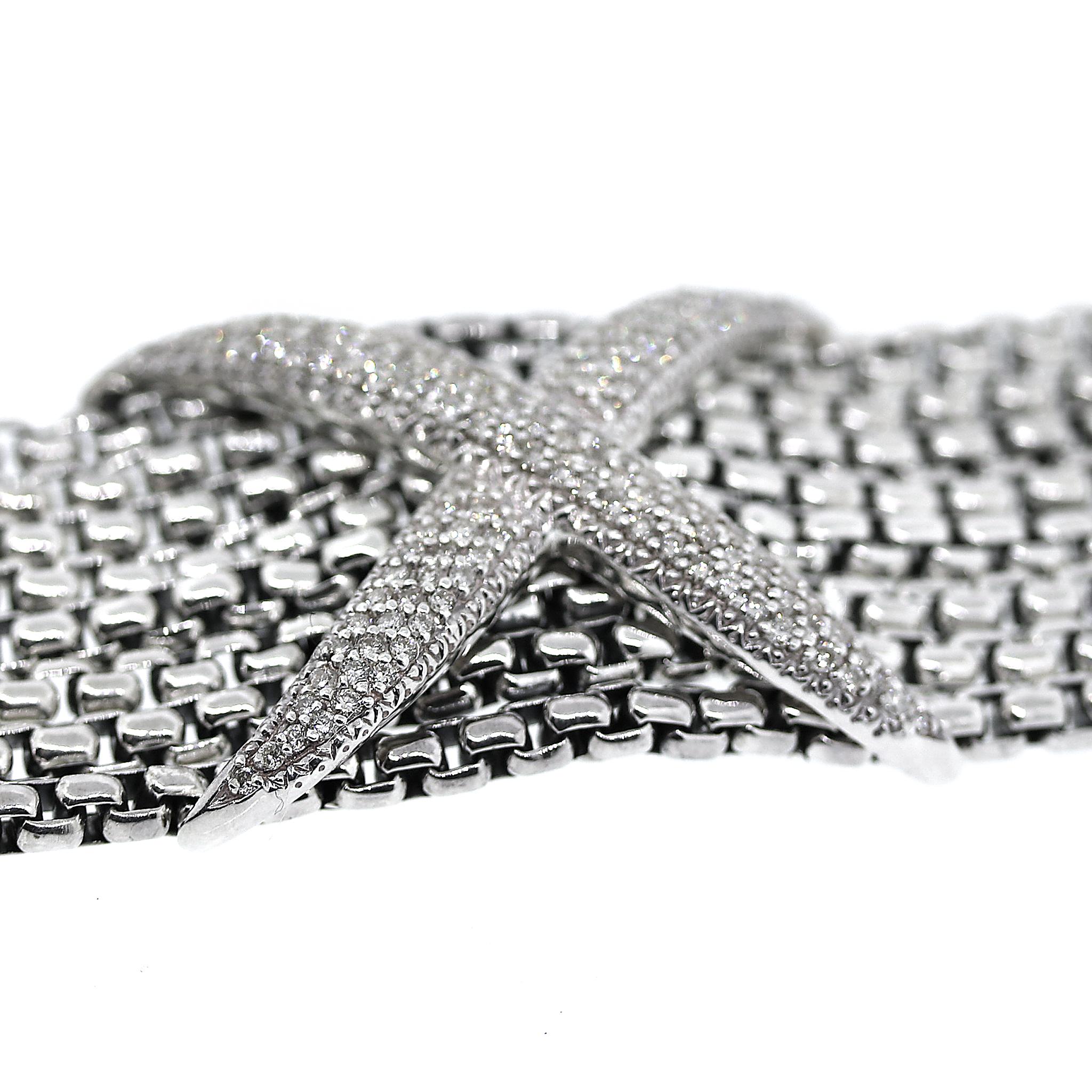 David Yurman 8 Row Diamond X Bracelet in Sterling Silver For Sale 5