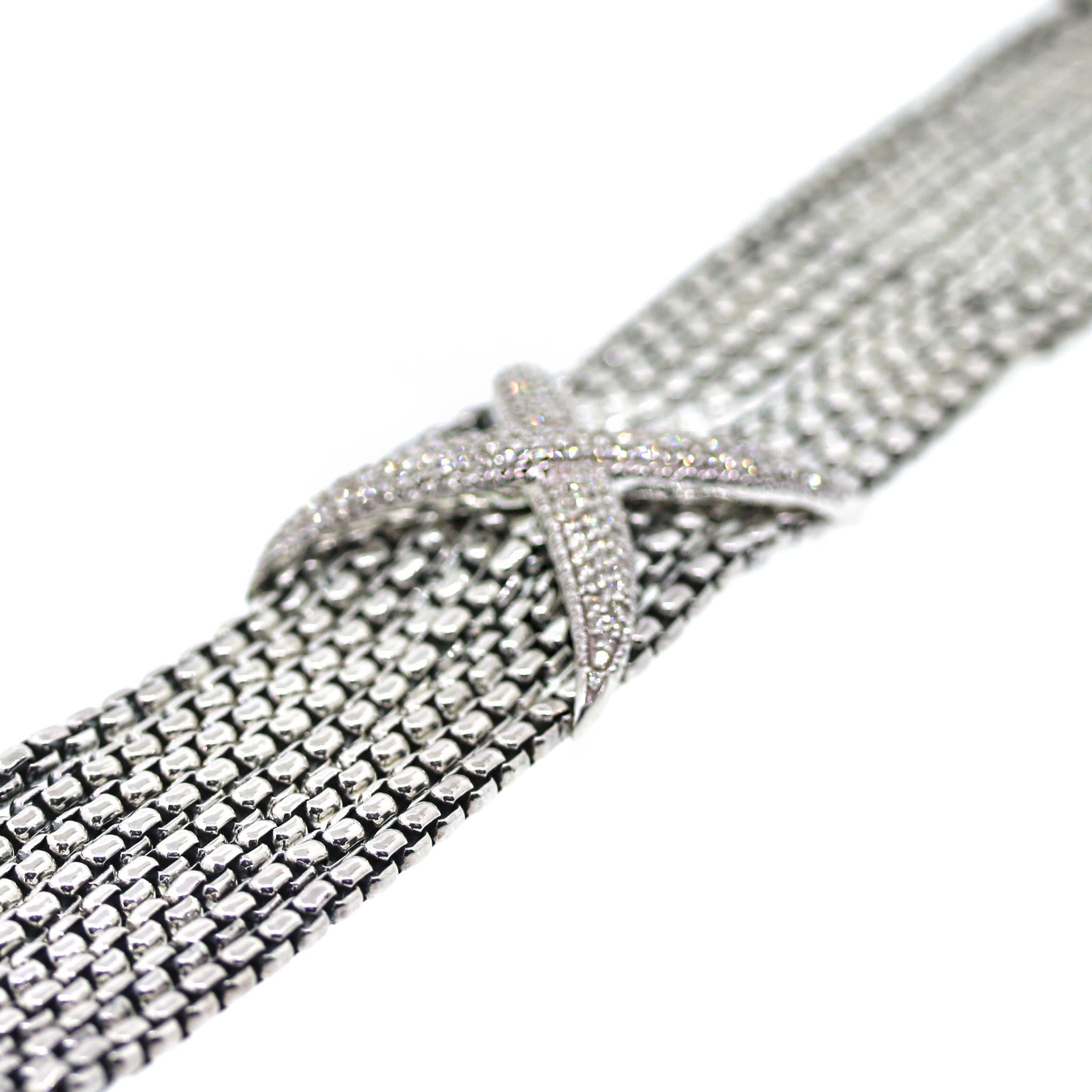 David Yurman 8 Row Diamond X Bracelet in Sterling Silver For Sale 6