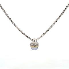 David Yurman 925 & 14k Chalcedony Stone Pendant Necklace