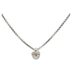 David Yurman 925 & 14k Chalcedony Stone Pendant Necklace