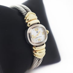David Yurman 925 14k Gold Mother of Pearl Cable Bangle Watch