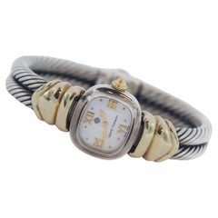 Used David Yurman 925 14k Gold Mother of Pearl Cable Bangle Watch