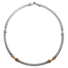 David Yurman 925 14k Ruby Metro Cable Link Choker Necklace