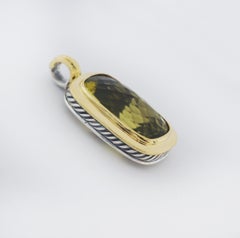 David Yurman 925 18K Elongated Rectangular Albion Peridot Pendant