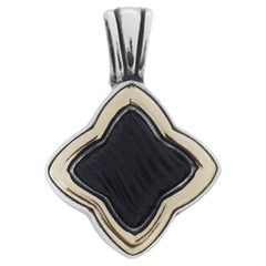 David Yurman 925 18k Gold Onyx Quatrefoil Pendant Charm