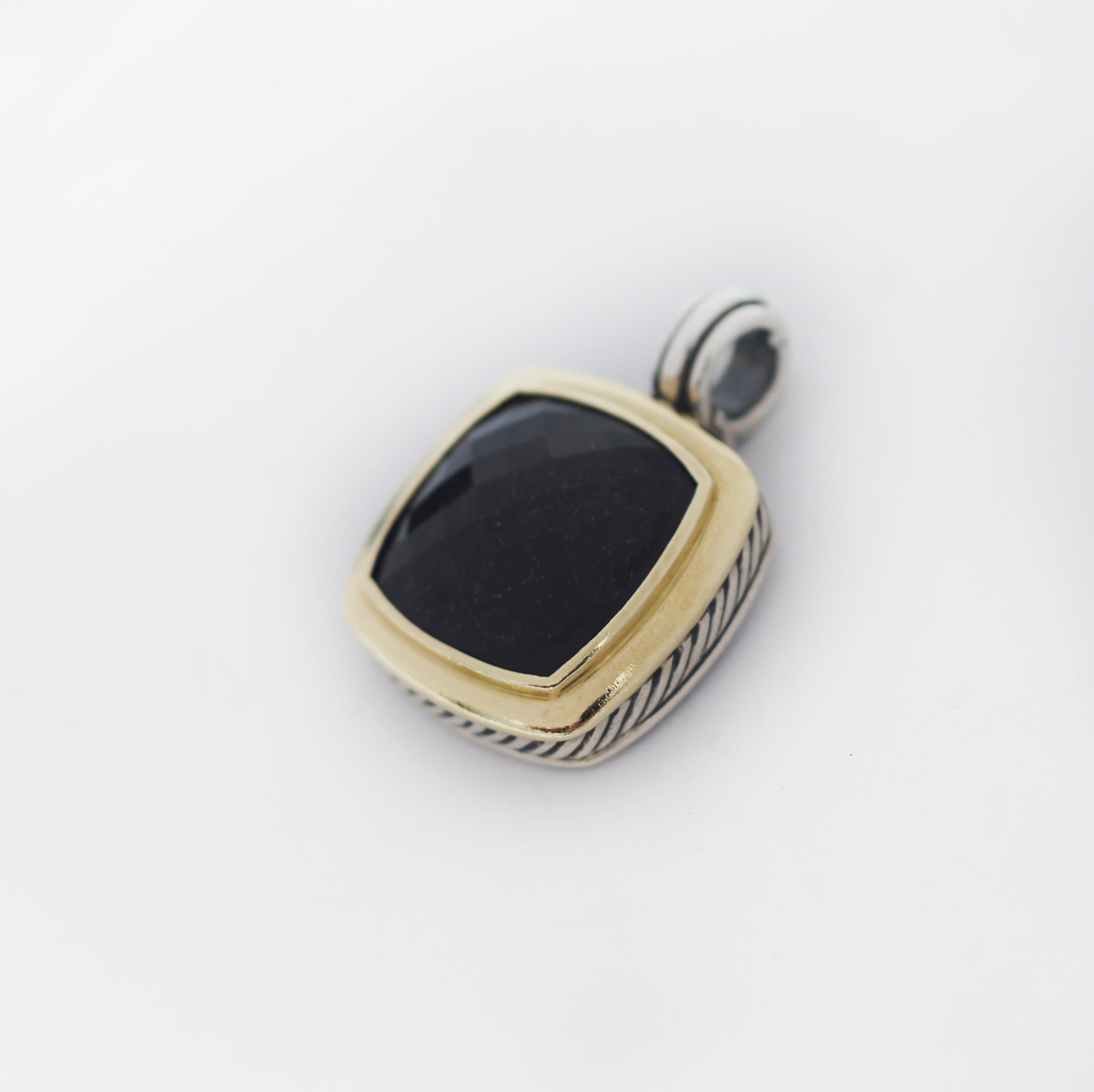 Cushion Cut David Yurman 925 18K Gold Smoky Quartz Albion Pendant For Sale