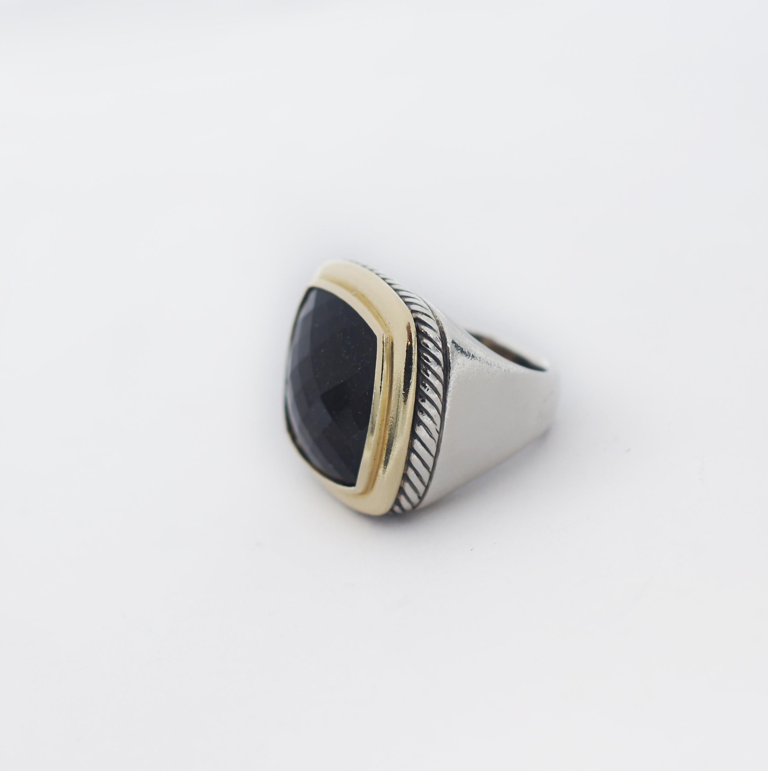David Yurman 925 18k Rauchquarz Albion-Ring im Zustand „Gut“ im Angebot in San Fernando, CA