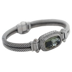Used David Yurman 925 Diamond Cable Gemstone Albion Bangle Bracelet