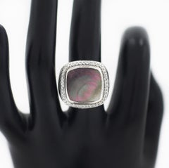 David Yurman 925 Rare Black MOP Diamond Albion Ring