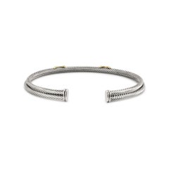 David Yurman 925 Silver 14K Gold Double X Cable Classic Choker Collar Necklace