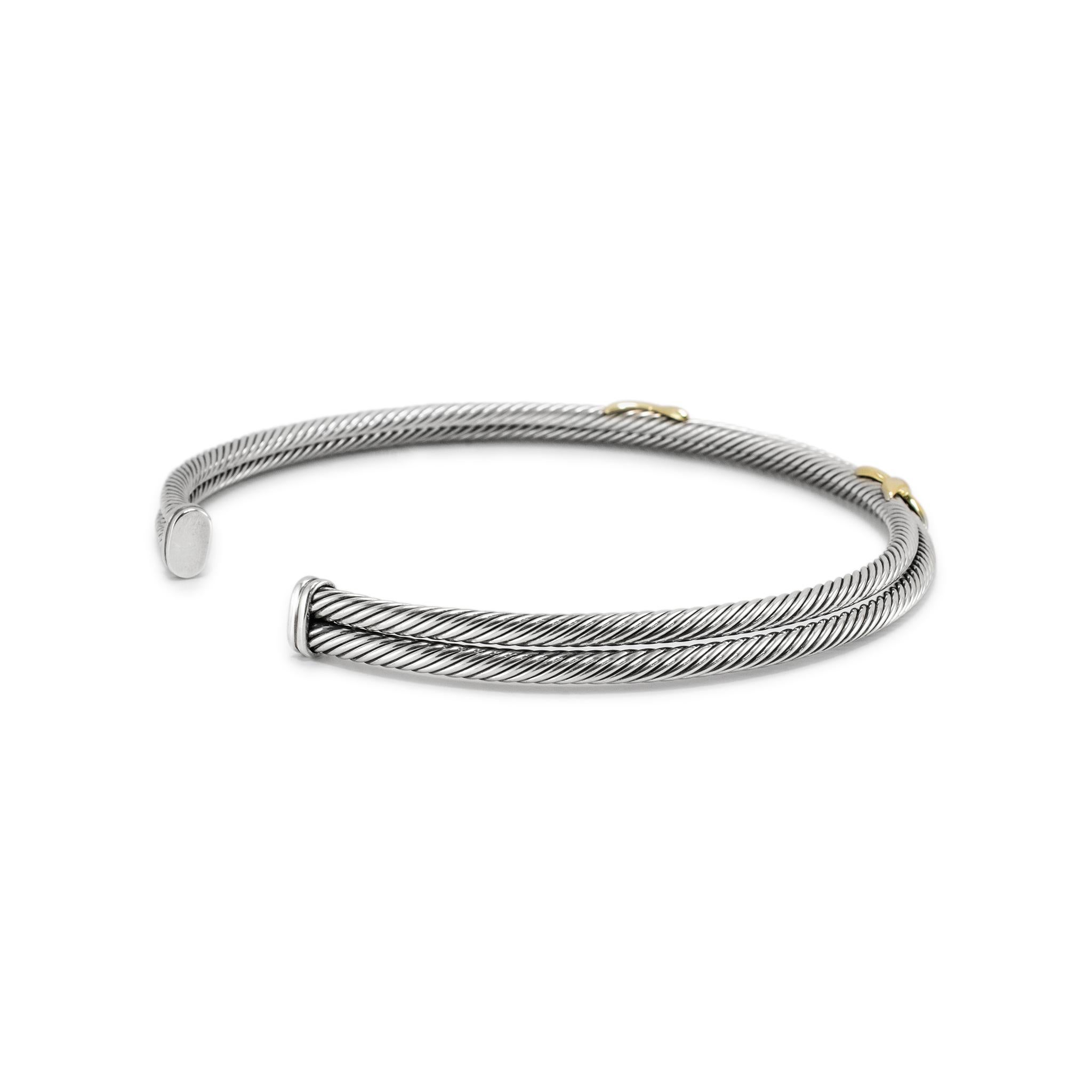Donna David Yurman Collana classica a girocollo con doppio cavo a X in argento 925 e oro 14 carati in vendita