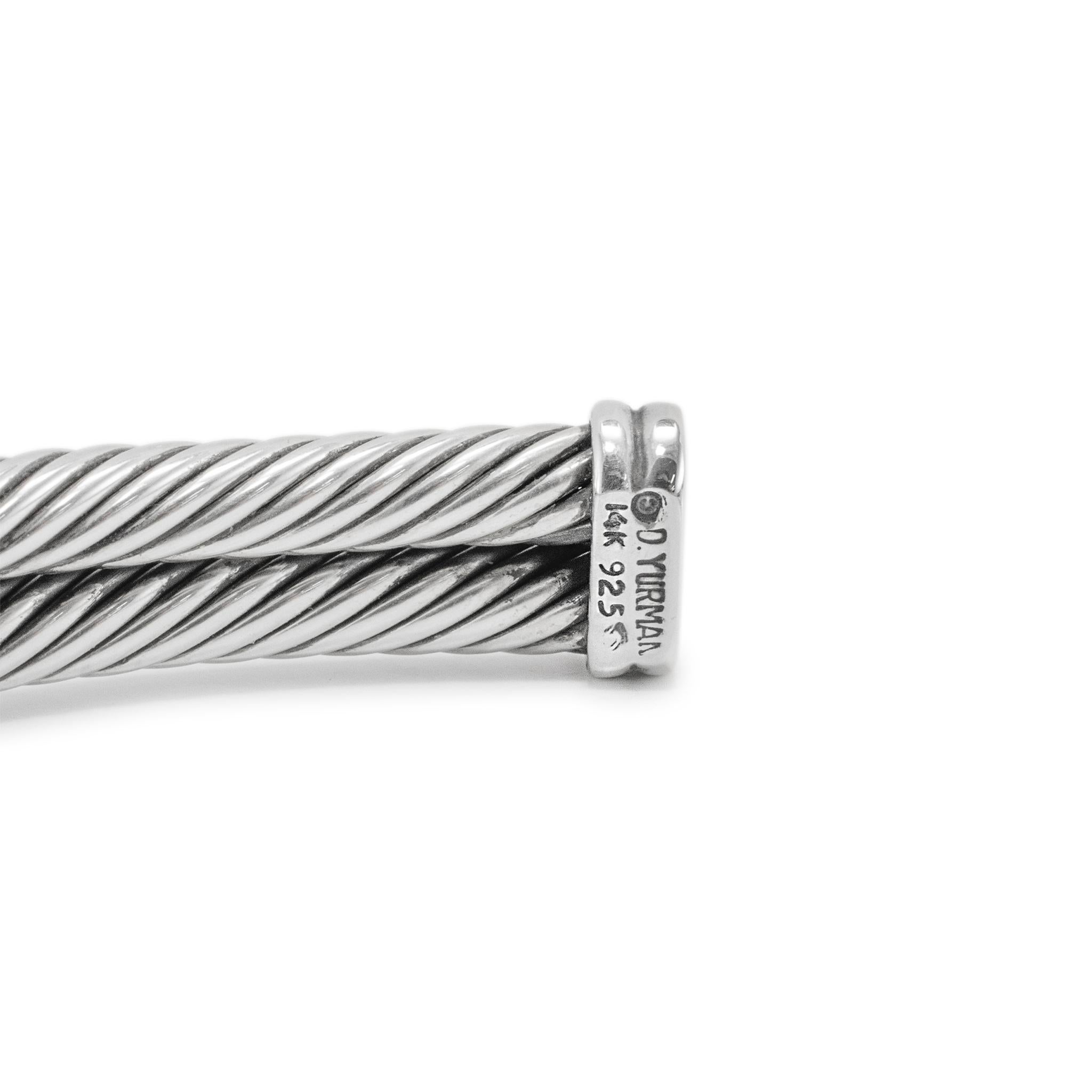 David Yurman Collana classica a girocollo con doppio cavo a X in argento 925 e oro 14 carati in vendita 3