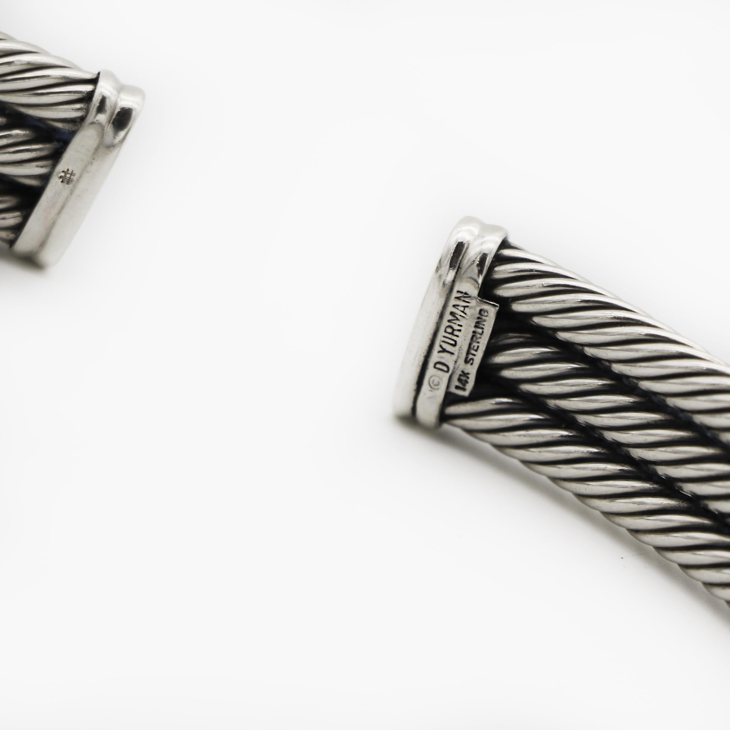 De las mujeres David Yurman Collar gargantilla Triple Cable Plata 925 14K en venta