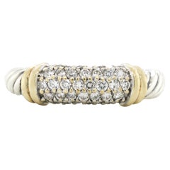 David Yurman 925er Silber 18 Karat Gold Diamant Kabel Candy Metro Band Ring