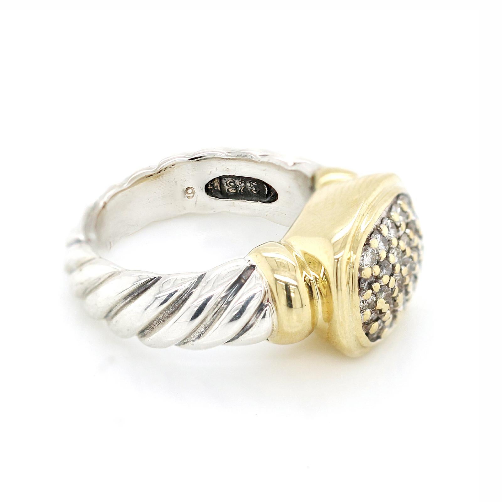 David Yurman 925 Silber 18K Gold Diamant Kabel Noblesse Ring für Damen oder Herren