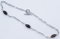 David Yurman 925 Silver 18K Smoky Quartz Bijoux Figaro Necklace