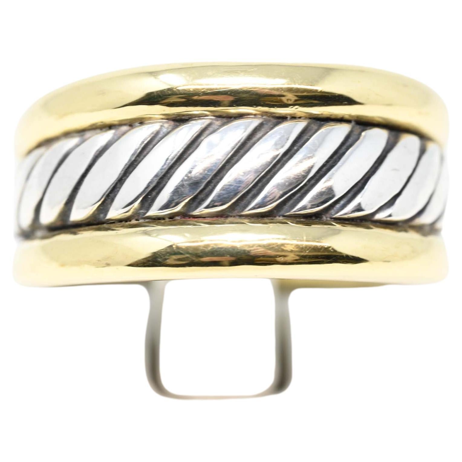 David Yurman 925 Silver & 18k Yellow Gold Thoroughbred Ring  For Sale