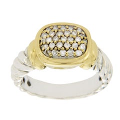 David Yurman 925 Silver and 18 Karat Gold Diamond Ring