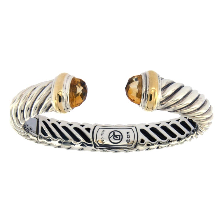 David Yurman 925 Silver and 18 Karat Gold Waverly Cable Cuff Bracelet at  1stDibs