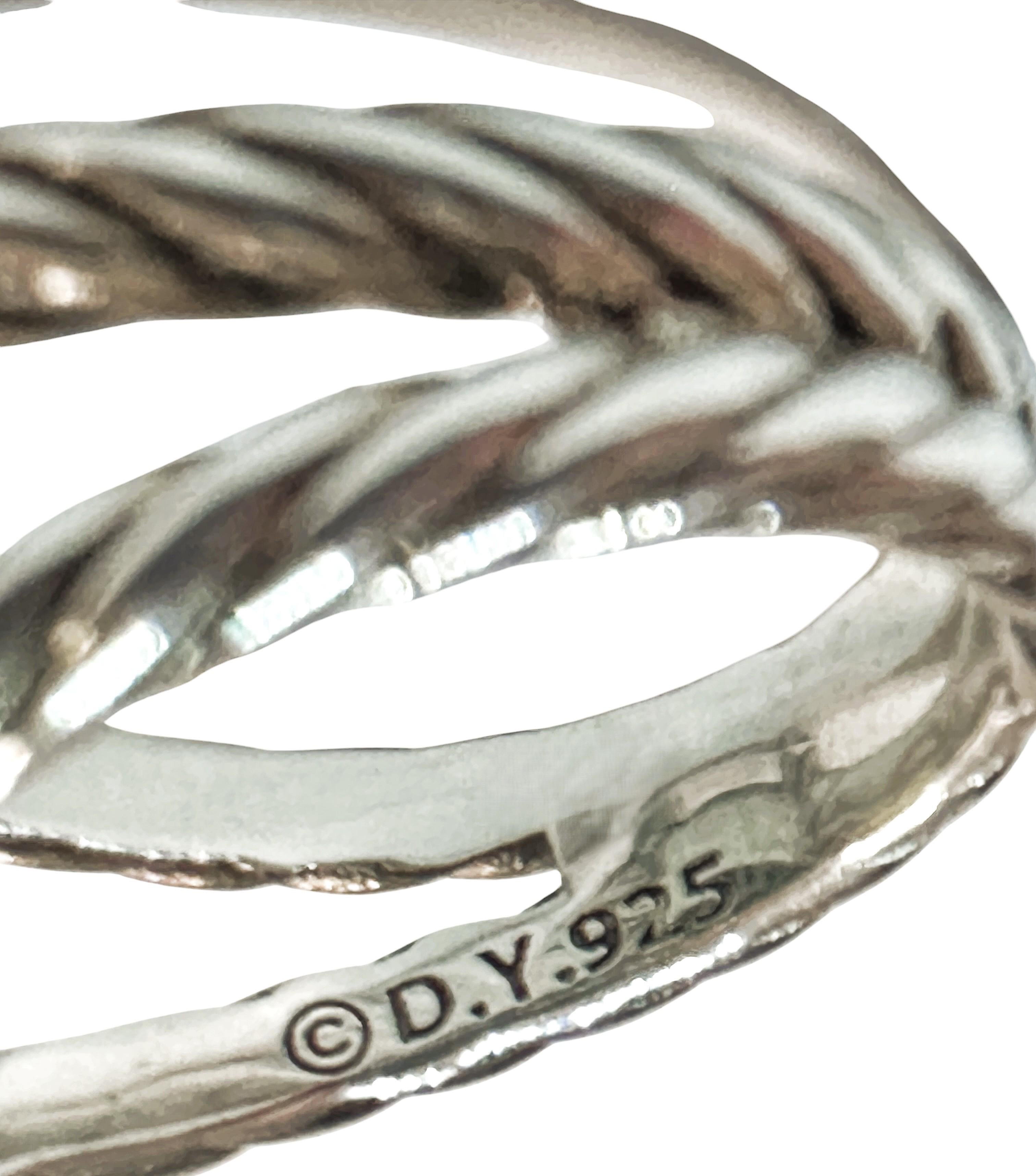 Women's David Yurman 925 Silver Diamond Black Onyx Cushion on Point Ring Size 6.5