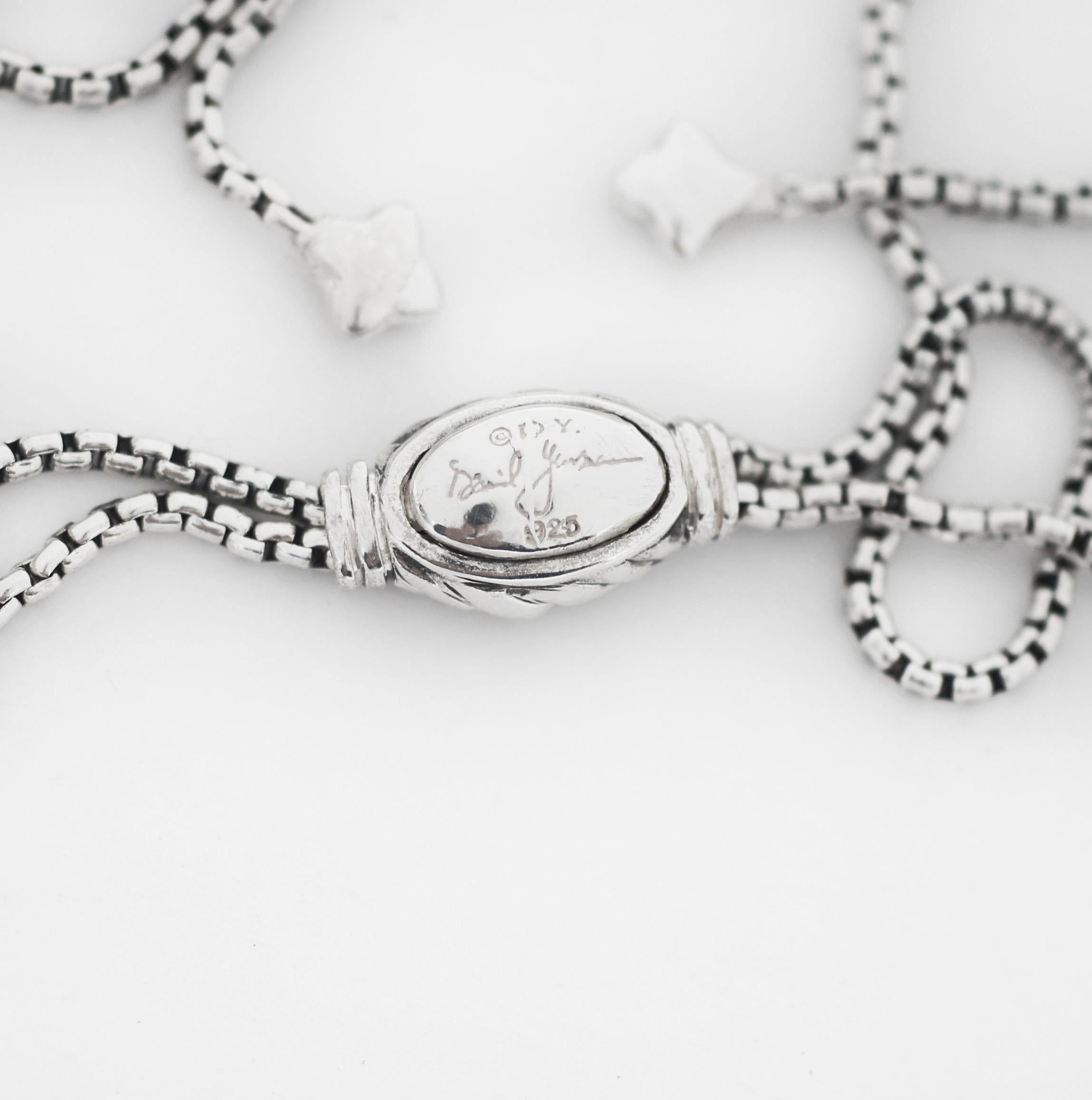 David Yurman 925 Silver Diamond Infinity Crossover Necklace  In Good Condition For Sale In San Fernando, CA