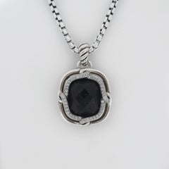David Yurman 925 Silver Labyrinth Onyx and Diamond Necklace