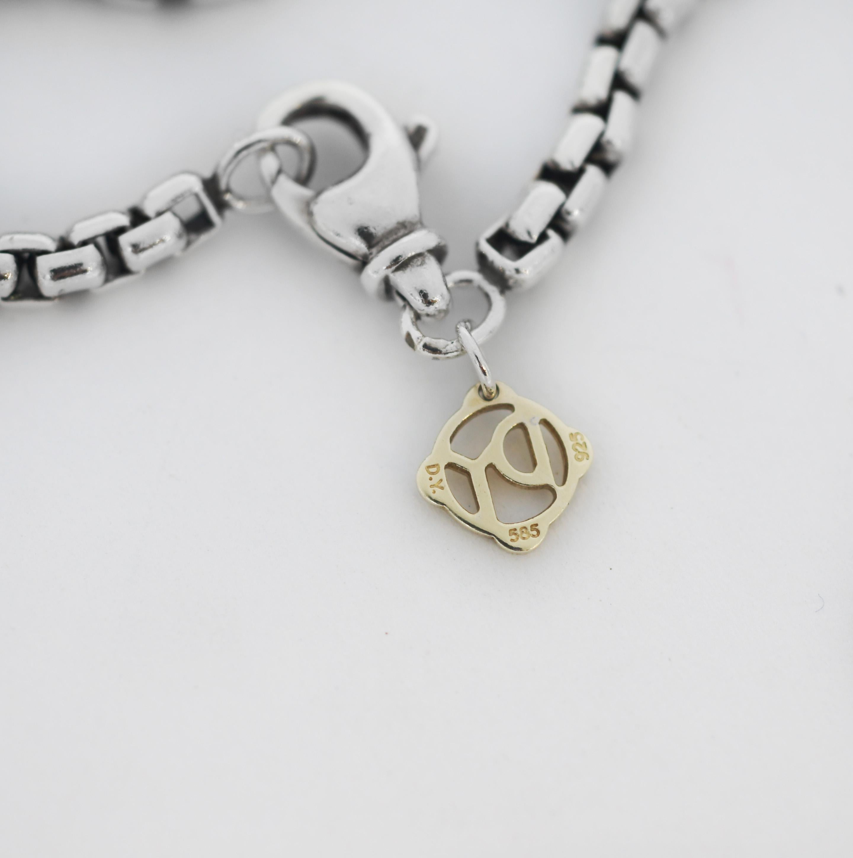 David Yurman 925 Silber-Labyrinth-Onyx- und Diamant-Halskette für Damen oder Herren im Angebot