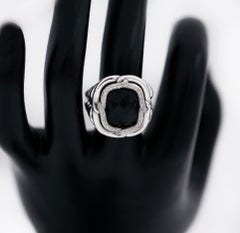 David Yurman 925 Silver Labyrinth Onyx Diamond Ring