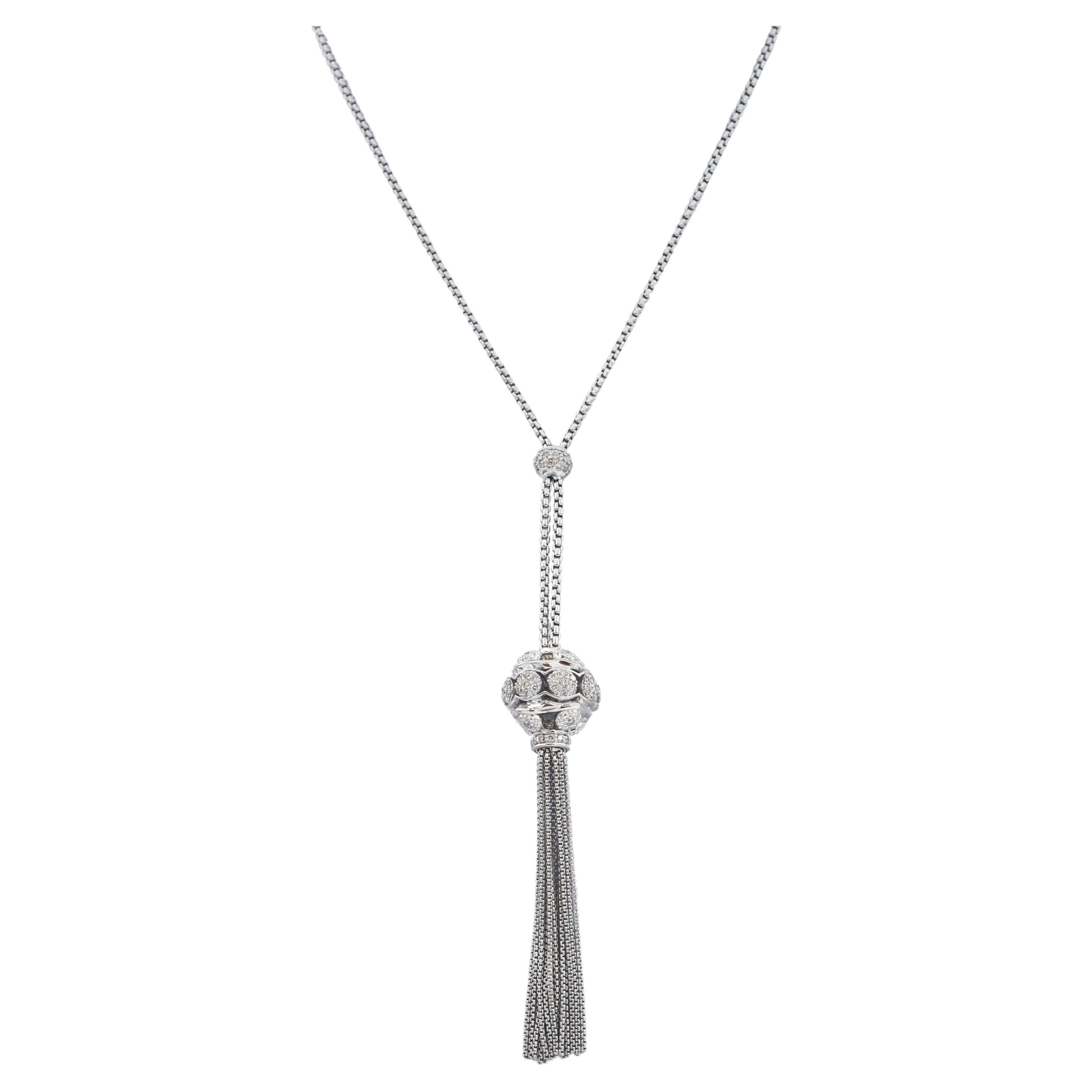 David Yurman 925 Silber Osetra Diamant-Halskette mit Quaste