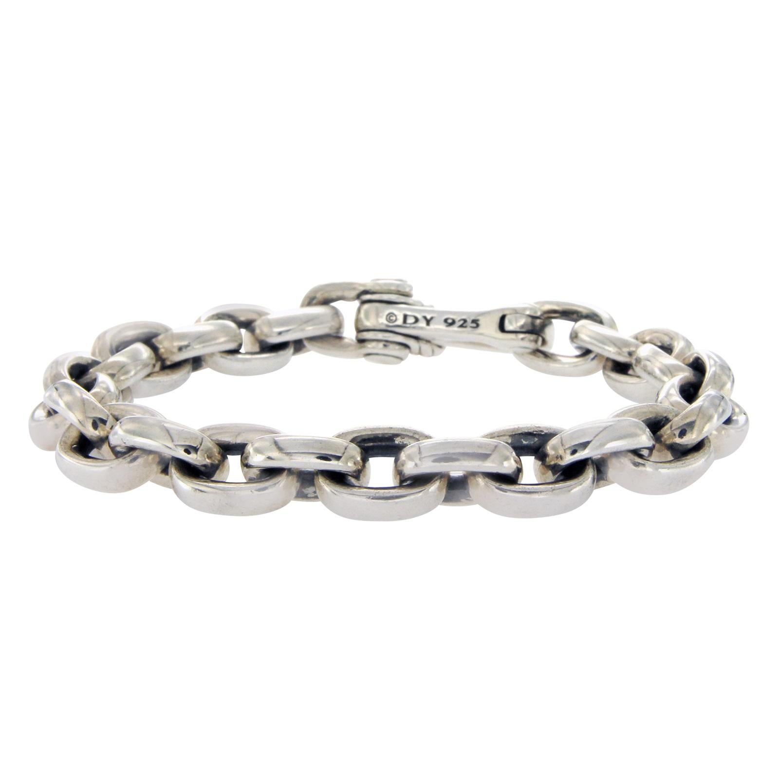 David Yurman 925 Silver Oval Chain Men's Bracelet