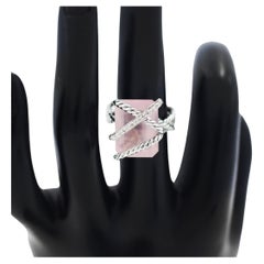 DAVID YURMAN Anello a fascia in argento 925 con quarzo rosa e diamante