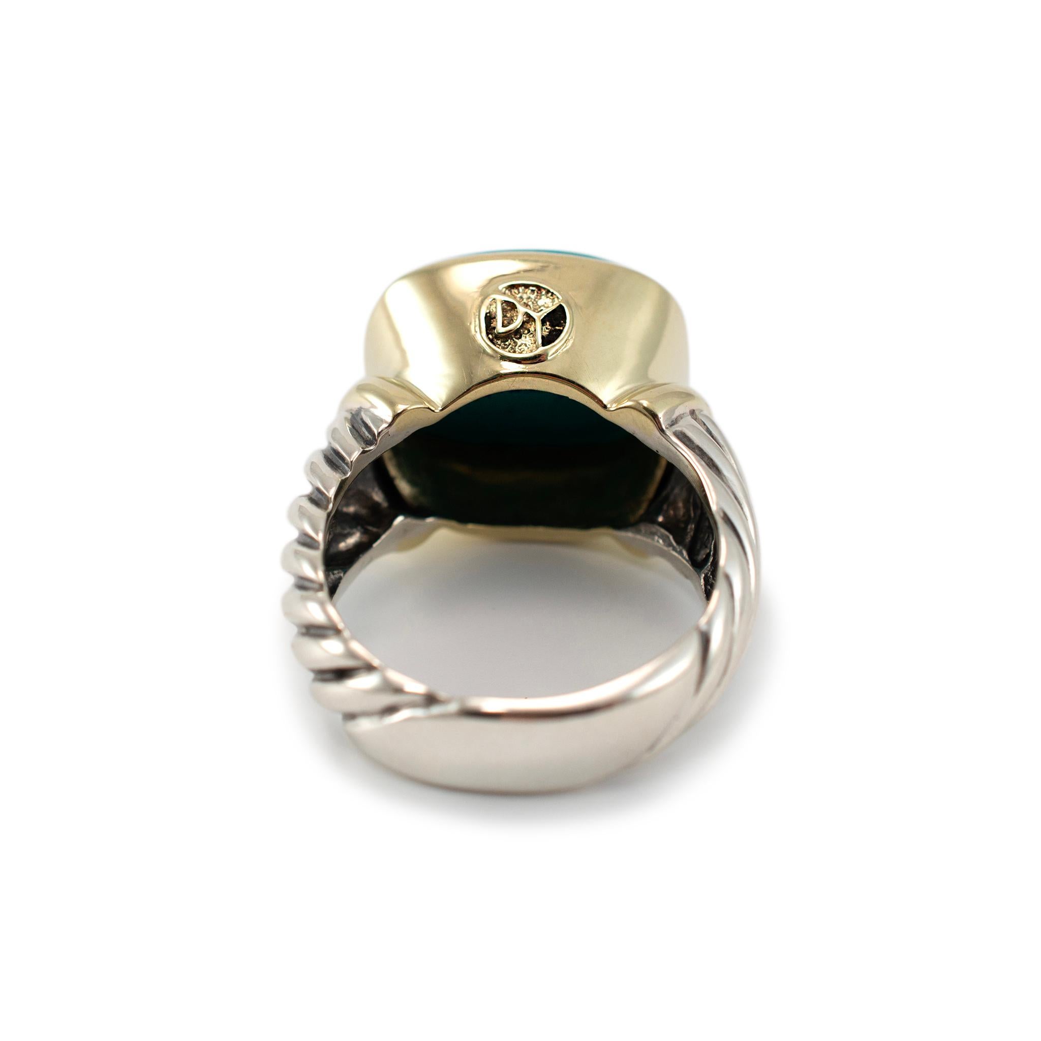 David Yurman 925 Sterlingsilber 14K Gelbgold Albion Türkis Cocktail-Ring für Damen oder Herren