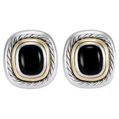 David Yurman 925 Sterling Silber 14K Gelbgold Kabel Schwarzer Onyx Ohrstecker