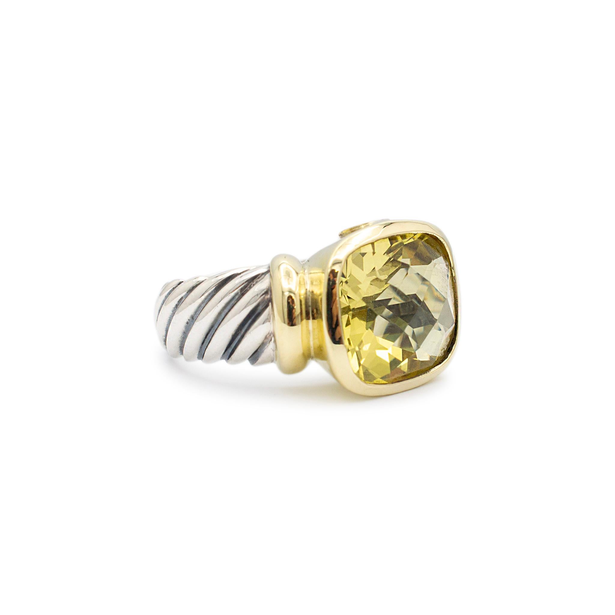 David Yurman 925 Sterlingsilber 14K Gelbgold Zitronen Citrin Cocktail-Ring im Zustand „Hervorragend“ in Houston, TX