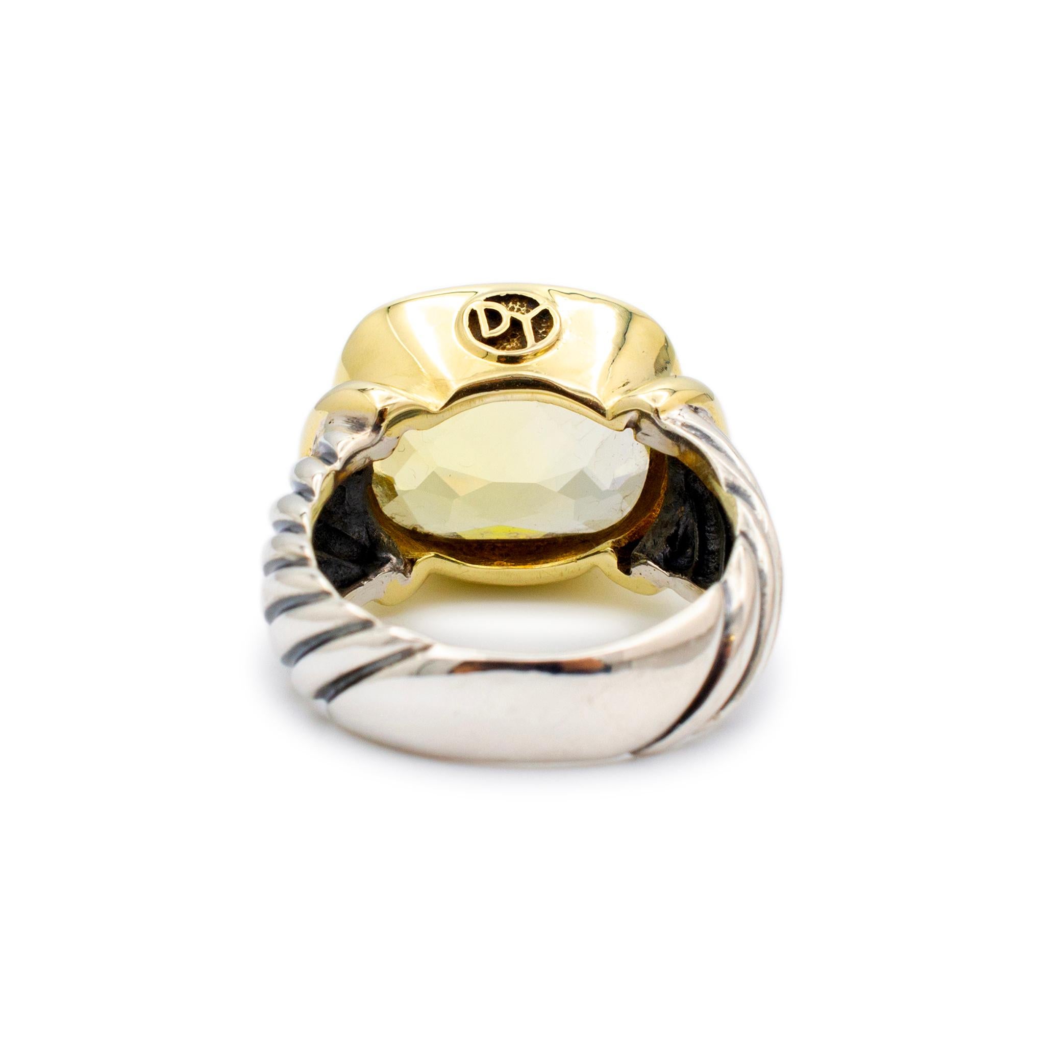 David Yurman 925 Sterlingsilber 14K Gelbgold Zitronen Citrin Cocktail-Ring Damen