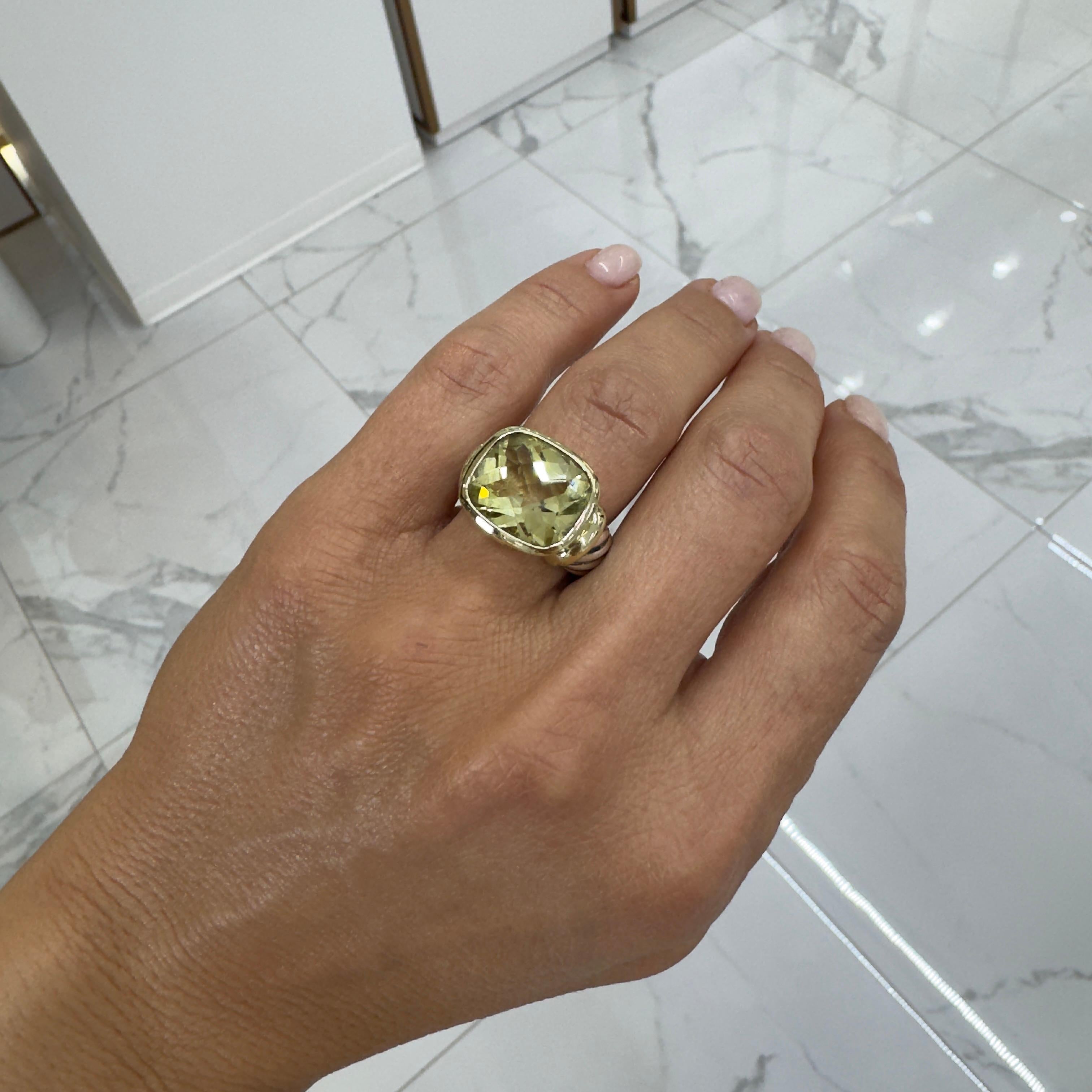 David Yurman 925 Sterlingsilber 14K Gelbgold Zitronen Citrin Cocktail-Ring 2